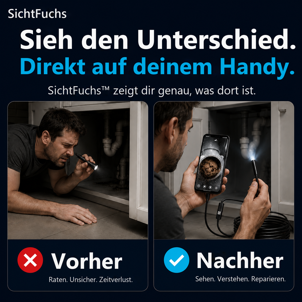 SichtFuchs™ – Inspektionskamera für dein Handy