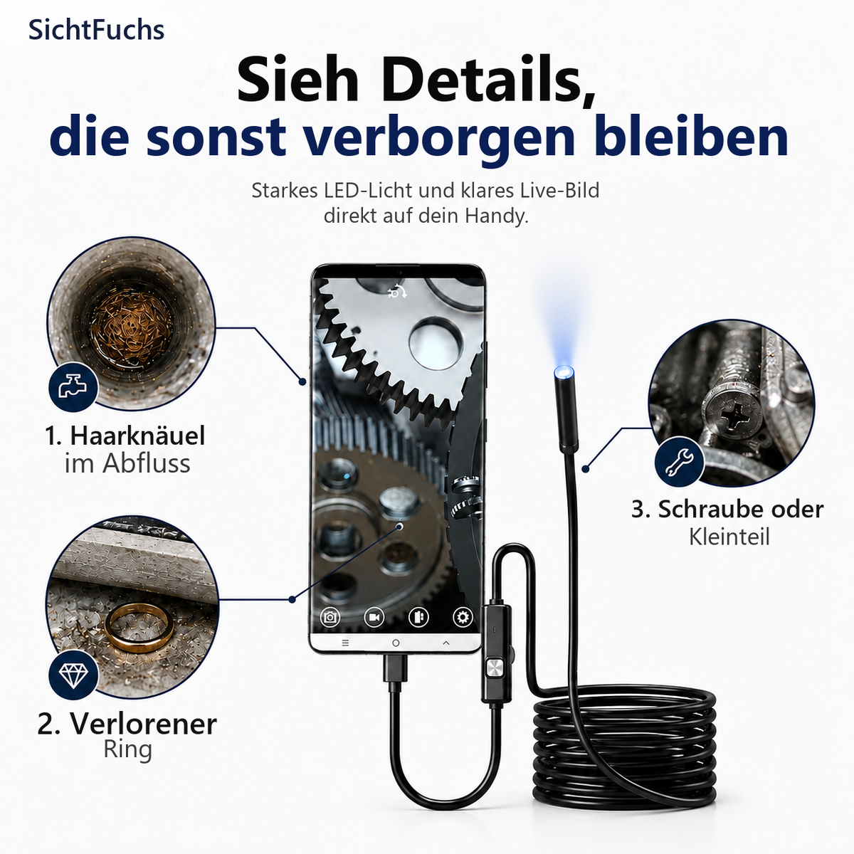 SichtFuchs™ – Inspektionskamera für dein Handy